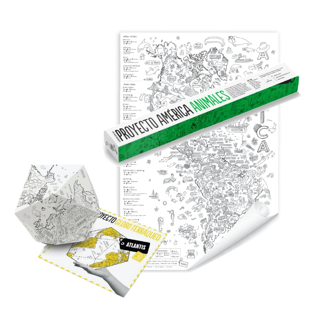 GLOBO TERRAQUEO + 1 LAMINA ATLANTIS GIGANTE A ELECCIÓN
