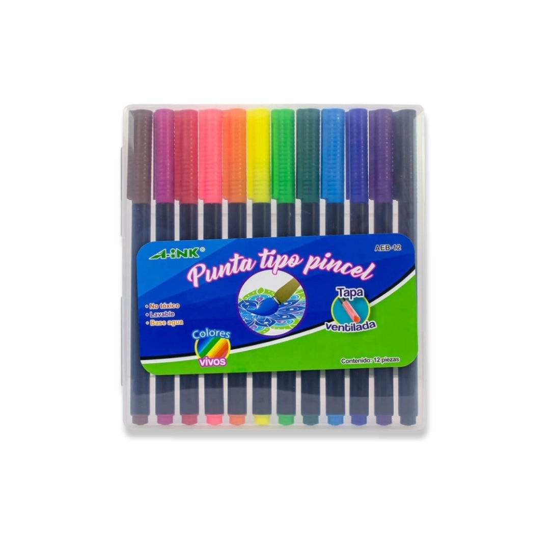 Plumones Aink Punta pincel 12