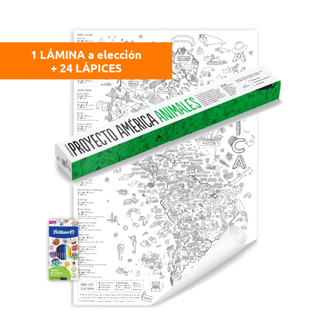 COMBO!! 1 Lámina Atlantis GIGANTE a elección + 24 lápices de colores