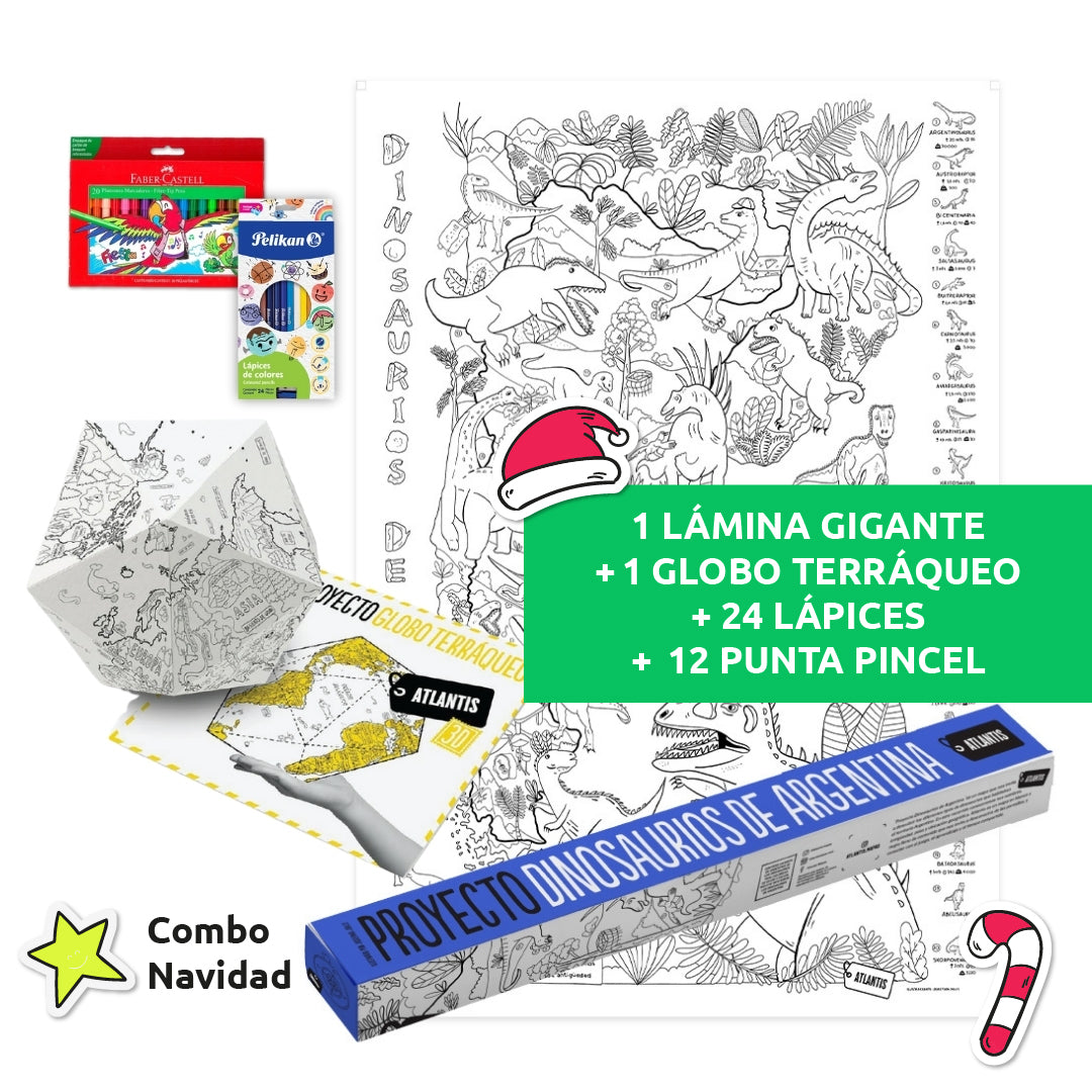 Combo Super Navidad!!!  Lamina Atlantis a elección + Globo Terráqueo + 24 lapices + 20 plumones