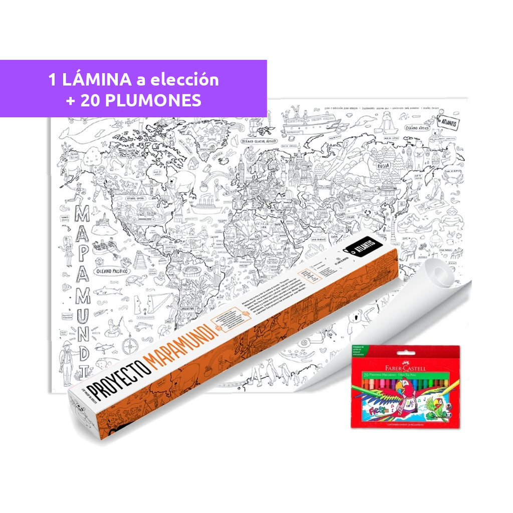 MI PRIMER MAPA!!  1 Lamina Atlantis GIGANTE  a  elección + 20 plumones punta fina